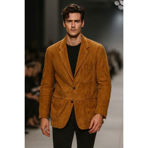 Longhi Parma Brown Suede Leather Blazer Italian Martini Samuele Lucca Viareggio - Picture 16 of 16